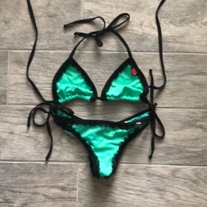 Chynna Doll Green and Black Lace Bikini